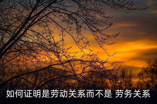 如何證明是勞動關系而不是 勞務關系
