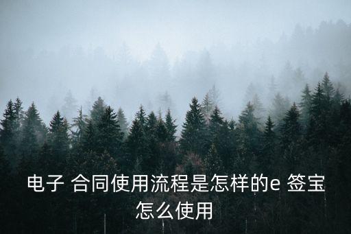 電子 合同使用流程是怎樣的e 簽寶怎么使用