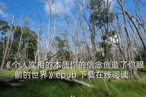 《個人實相的本質你的信念創(chuàng)造了你眼前的世界》epub 下載在線閱讀...