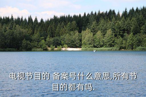 電視節(jié)目的 備案號什么意思,所有節(jié)目的都有嗎.