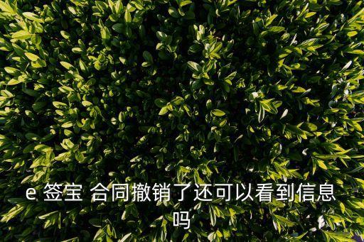 e 簽寶 合同撤銷了還可以看到信息嗎