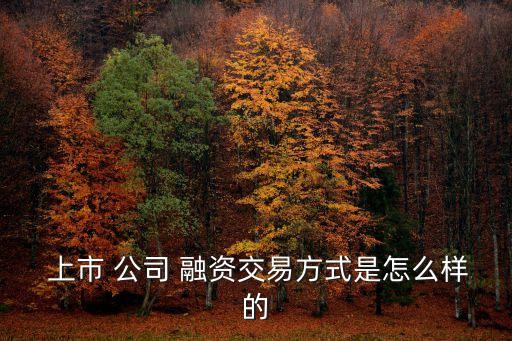  上市 公司 融資交易方式是怎么樣的