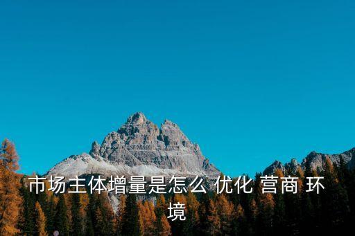 市場(chǎng)主體增量是怎么 優(yōu)化 營(yíng)商 環(huán)境