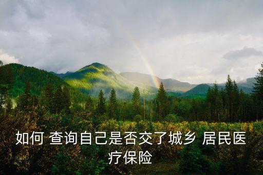 如何 查詢自己是否交了城鄉(xiāng) 居民醫(yī)療保險(xiǎn)