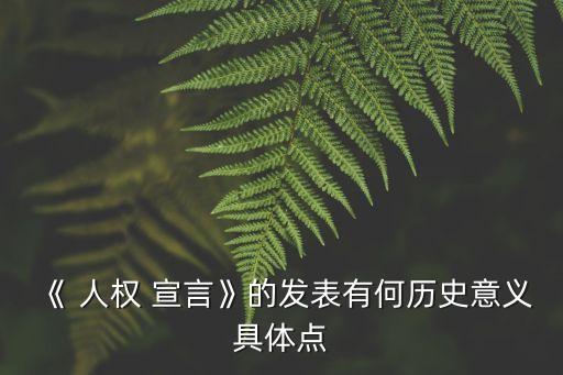 《 人權(quán) 宣言》的發(fā)表有何歷史意義具體點