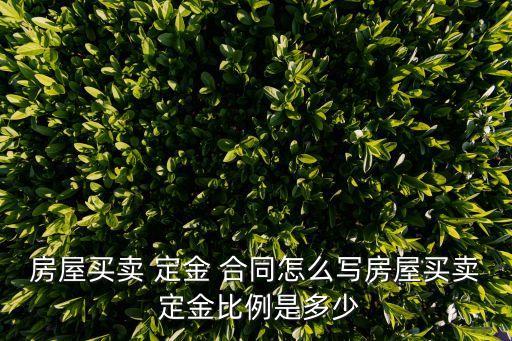 房屋買賣 定金 合同怎么寫房屋買賣 定金比例是多少