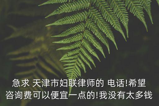 急求 天津市婦聯(lián)律師的 電話!希望咨詢費(fèi)可以便宜一點(diǎn)的!我沒有太多錢