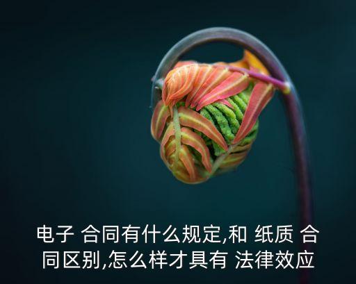 電子 合同有什么規(guī)定,和 紙質 合同區(qū)別,怎么樣才具有 法律效應