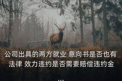 公司出具的兩方就業(yè) 意向書(shū)是否也有 法律 效力違約是否需要賠償違約金...