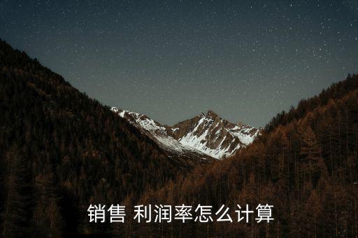  銷售 利潤率怎么計算