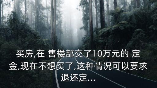 買房,在 售樓部交了10萬元的 定金,現(xiàn)在不想買了,這種情況可以要求退還定...