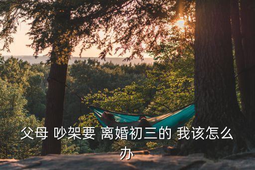 爸媽吵架了鬧離婚我該怎么辦