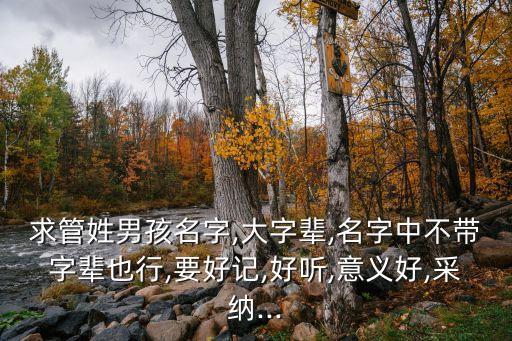 求管姓男孩名字,大字輩,名字中不帶字輩也行,要好記,好聽,意義好,采納...