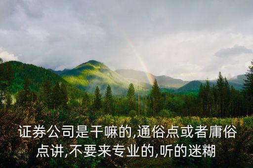  證券公司是干嘛的,通俗點或者庸俗點講,不要來專業(yè)的,聽的迷糊