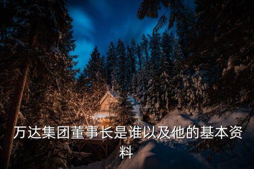  萬達(dá)集團(tuán)董事長是誰以及他的基本資料