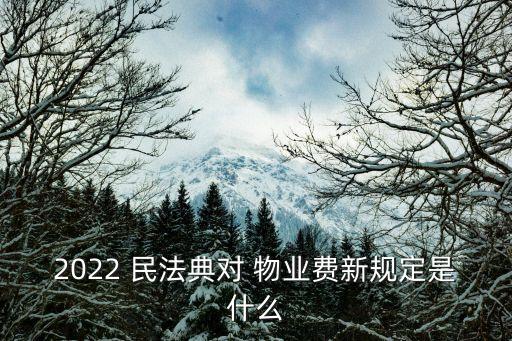 2022 民法典對 物業(yè)費新規(guī)定是什么