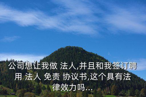 公司想讓我做 法人,并且和我簽訂聘用 法人 免責 協(xié)議書,這個具有法律效力嗎...