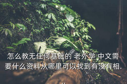 怎么教無任何基礎(chǔ)的 老外學(xué) 中文需要什么資料從哪里可以找到有沒有相...