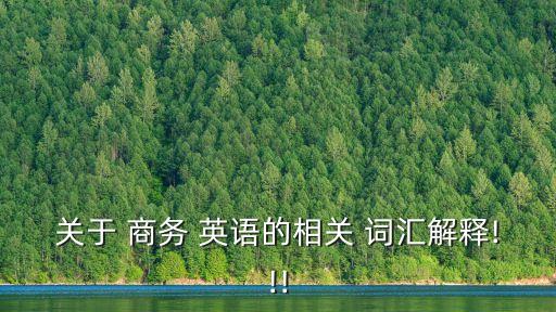 關(guān)于 商務(wù) 英語(yǔ)的相關(guān) 詞匯解釋!!!
