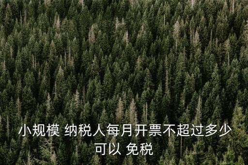  小規(guī)模 納稅人每月開票不超過多少可以 免稅