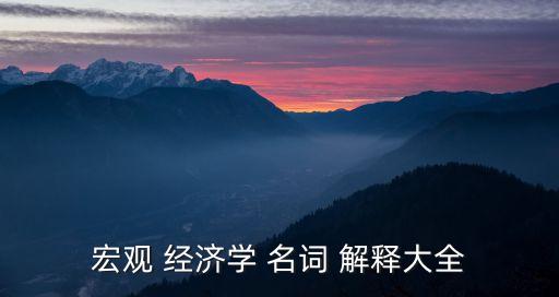 經濟學名詞解釋,微觀經濟學名詞解釋
