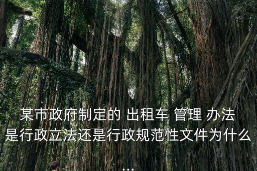 某市政府制定的 出租車 管理 辦法是行政立法還是行政規(guī)范性文件為什么...