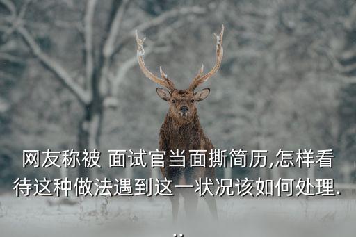 網(wǎng)友稱被 面試官當(dāng)面撕簡歷,怎樣看待這種做法遇到這一狀況該如何處理...