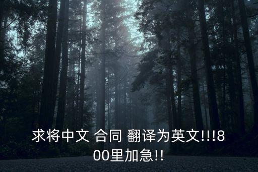 求將中文 合同 翻譯為英文!!!800里加急!!