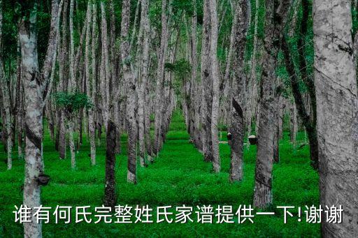 誰有何氏完整姓氏家譜提供一下!謝謝