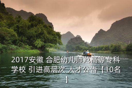 2017安徽 合肥幼兒師范高等?？茖W(xué)校 引進(jìn)高層次 人才公告【10名】