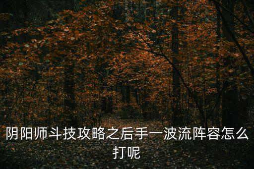 陰陽師斗技攻略之后手一波流陣容怎么打呢