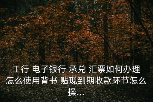 工行 電子銀行 承兌 匯票如何辦理怎么使用背書 貼現(xiàn)到期收款環(huán)節(jié)怎么操...