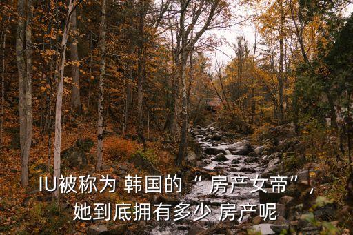 IU被稱為 韓國(guó)的“ 房產(chǎn)女帝”,她到底擁有多少 房產(chǎn)呢