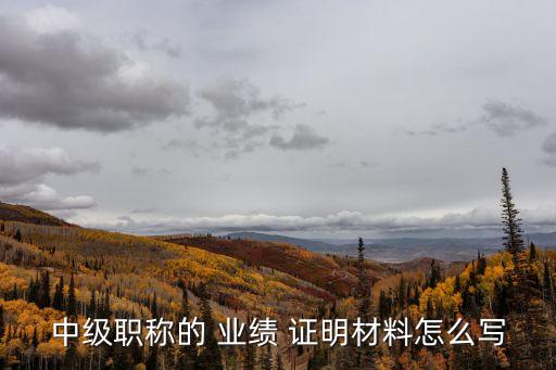 中級職稱的 業(yè)績 證明材料怎么寫