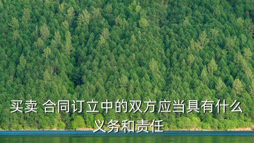 買賣 合同訂立中的雙方應當具有什么 義務和責任