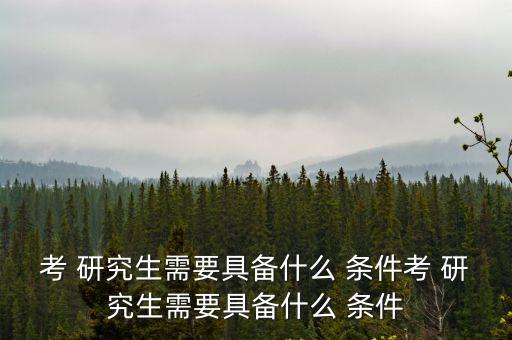 考 研究生需要具備什么 條件考 研究生需要具備什么 條件
