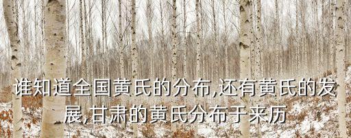 誰知道全國黃氏的分布,還有黃氏的發(fā)展,甘肅的黃氏分布于來歷