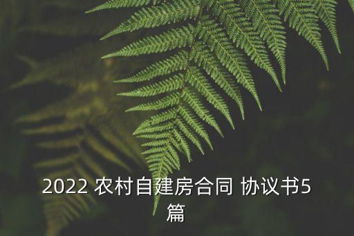 2022 農(nóng)村自建房合同 協(xié)議書5篇