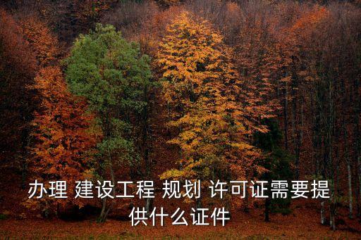 辦理 建設(shè)工程 規(guī)劃 許可證需要提供什么證件