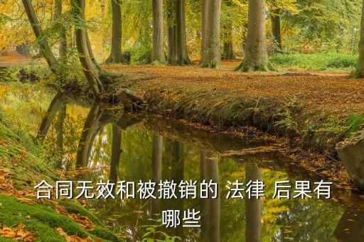  合同無效和被撤銷的 法律 后果有哪些