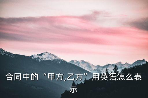 合同中的“甲方,乙方”用英語怎么表示