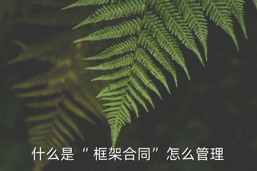 一般什么情況下簽訂框架協(xié)議,框架合同有金額嗎