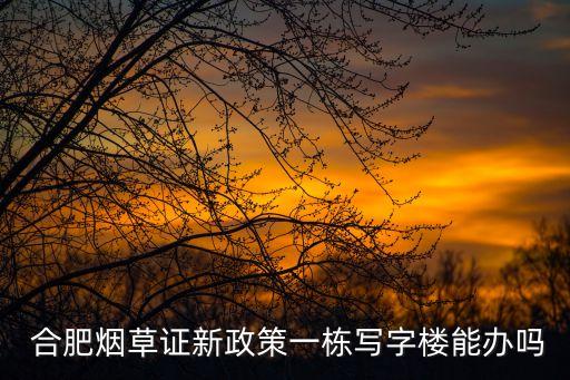  合肥煙草證新政策一棟寫字樓能辦嗎