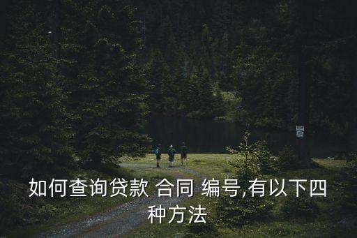 如何查詢貸款 合同 編號(hào),有以下四種方法