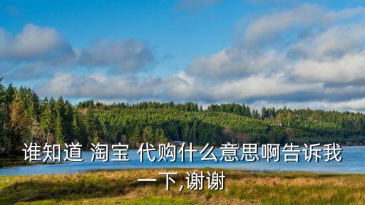 誰知道 淘寶 代購什么意思啊告訴我一下,謝謝