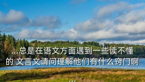...總是在語文方面遇到一些讀不懂的 文言文請問理解他們有什么竅門啊...