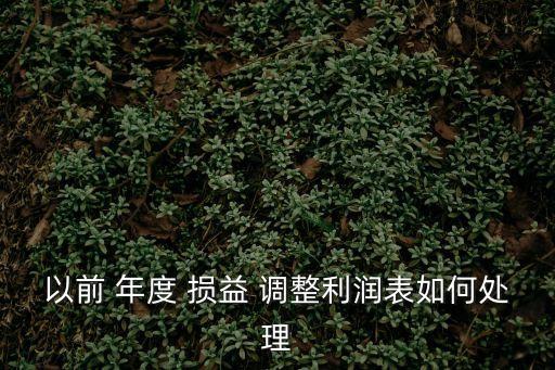 以前 年度 損益 調(diào)整利潤表如何處理