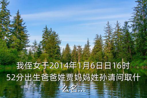 我侄女于2014年1月6日日16時(shí)52分出生爸爸姓賈媽媽姓孫請(qǐng)問(wèn)取什么名...