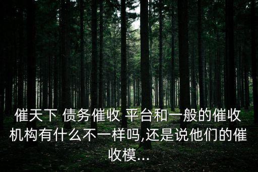 催天下 債務(wù)催收 平臺和一般的催收機構(gòu)有什么不一樣嗎,還是說他們的催收模...