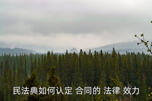 民法典如何認(rèn)定 合同的 法律 效力